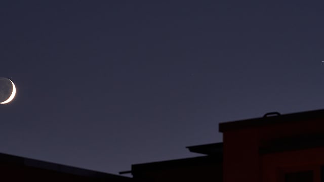 Treffen von Mond, Jupiter und Saturn Treffen von Mond, Jupiter und Saturn
