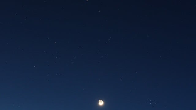 Mond und Jupiter im Sternbild Stier Mond und Jupiter im Sternbild Stier