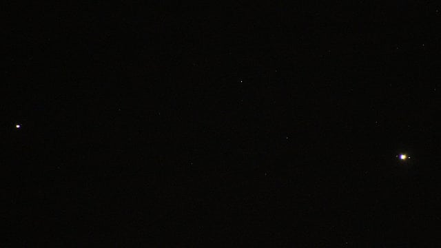 Jupiter und Saturn mit langer Brennweite Jupiter und Saturn mit langer Brennweite