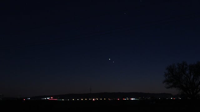Jupiter und Saturn über dem Südwesthorizont Jupiter und Saturn über dem Südwesthorizont