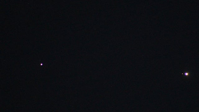 Jupiter und Saturn mit langer Brennweite Jupiter und Saturn mit langer Brennweite