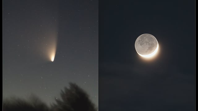 Komet PANSTARRS und Mond im Größenvergleich Komet PANSTARRS und Mond im Größenvergleich