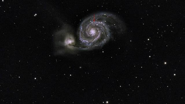 Leuchtkräftiger blauer Veränderlicher in Messier 51 Leuchtkräftiger blauer Veränderlicher in Messier 51