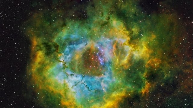 NGC 2244 Rosettennebel in Hubble-Farben-Tonemapping NGC 2244 Rosettennebel in Hubble-Farben-Tonemapping