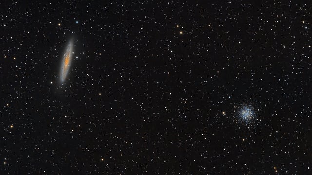 Sculptor-Galaxie (NGC 253) und Kugelsternhaufen NGC 288 Sculptor-Galaxie (NGC 253) und Kugelsternhaufen NGC 288