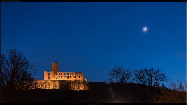 Junger Mond über Burg Königstein Junger Mond über Burg Königstein