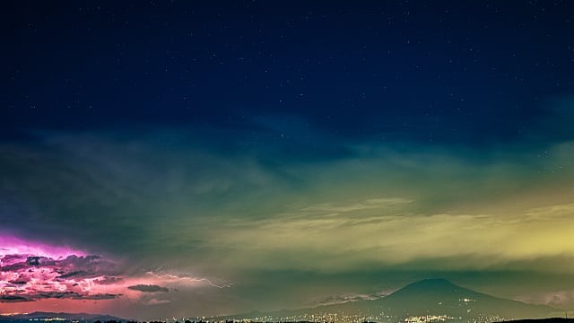 The Stars over the Storm & the Mount Etna - Sicily The Stars over the Storm & the Mount Etna - Sicily