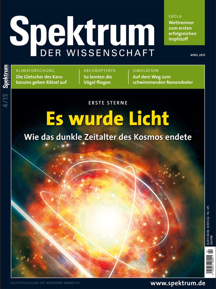 Spektrum der Wissenschaft - 4/2015 - Es wurde Licht: Wie das dunkle Zeitalter des Kosmos endete