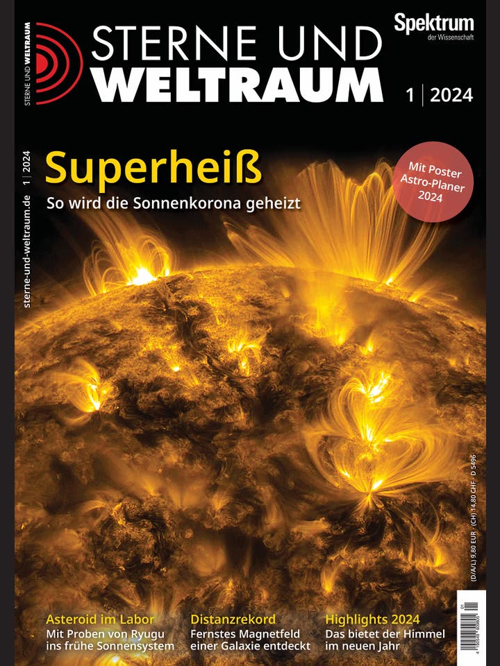Sterne und Weltraum - 1/2024 - Superheiß: So wird die Sonnenkorona geheizt