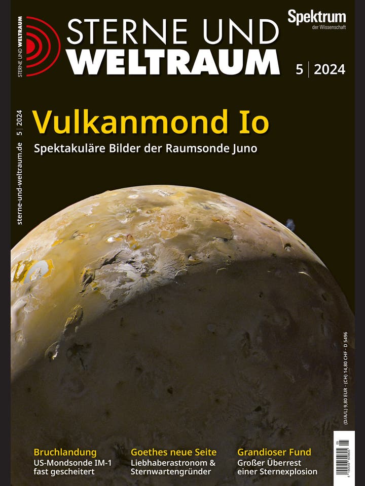 Sterne und Weltraum – 5/2024 – Vulkanmond Io – Spektakuläre Bilder der Raumsonde Juno