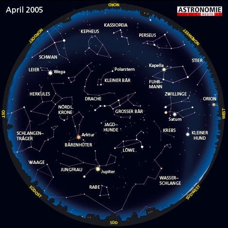 Der Sternenhimmel im April 2005