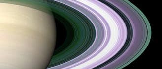 Farbige Darstellung der Saturnring-Partikelgrößen Farbige Darstellung der Saturnring-Partikelgrößen