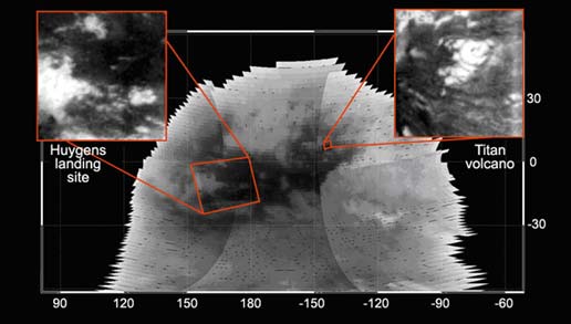Titan: Vulkan und Huygens liegen auf der selben Mondseite