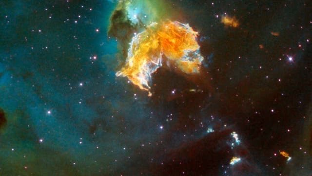 Gas- und Staubwolken rund um die Überreste einer Supernova in 160000 Lichtjahren Entfernung von uns