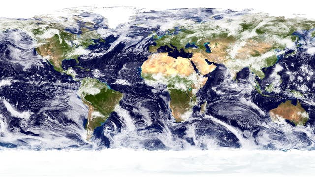 Überwiegend bewölkte Regionen der Erde finden sich in den feuchten Tropen und in den gemäßigten Breiten