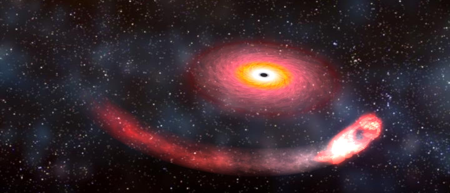 Neutronenstern umrundet Schwarzes Loch