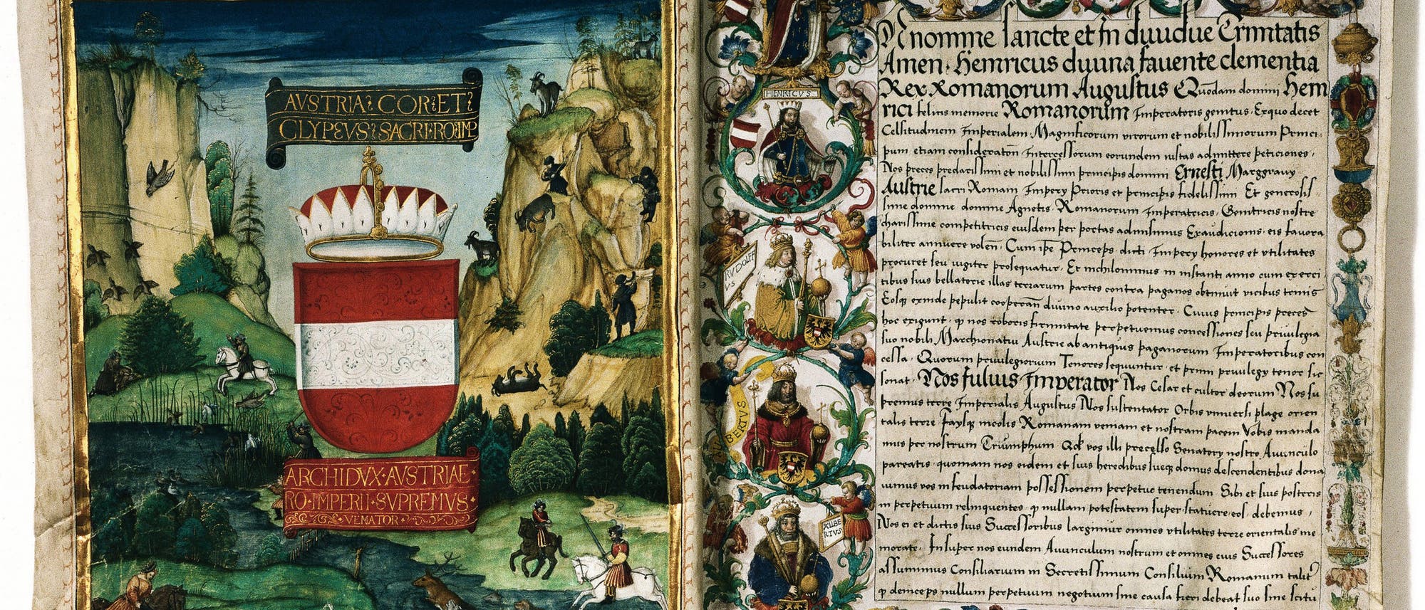 Abschrift des »Privilegium maius« von 1512. Der Habsburger Rudolf IV. hatte den Inhalt des Dokuments 1359 erfunden. Abschrift des »Privilegium maius« von 1512. Der Habsburger Rudolf IV. hatte den Inhalt des Dokuments 1359 erfunden.