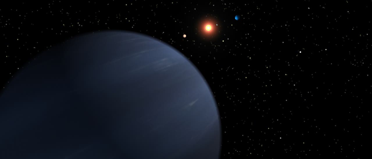 Künstlerische Darstellung von Exoplaneten um 55 Cancri Künstlerische Darstellung von Exoplaneten um 55 Cancri