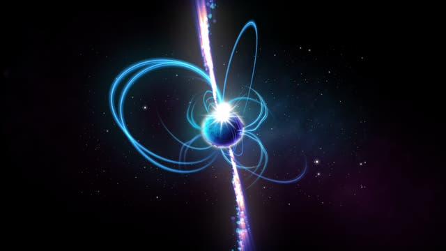 So könnte sich das Objekt aussehen, wenn es sich um einen Magnetar handelt (künstlerische Darstellung). 