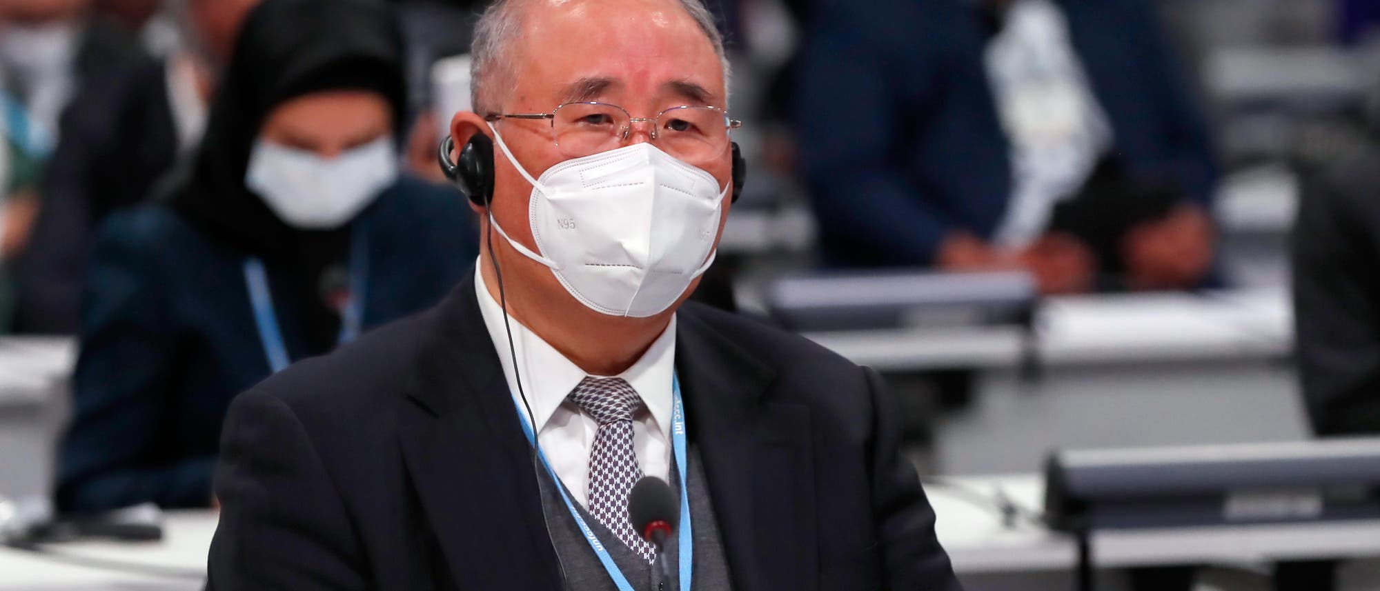 Chinas Klimaunterhändler Xie Zhenhua am 1. November 2021 bei der COP26 in Glasgow Chinas Klimaunterhändler Xie Zhenhua am 1. November 2021 bei der COP26 in Glasgow