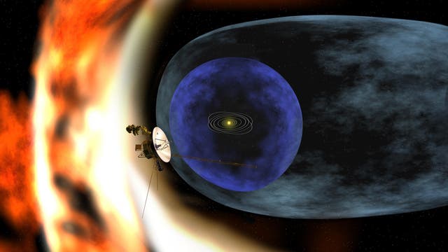 Künstlerische Darstellung einer Voyager-Raumsonde am Rand des Sonnensystems