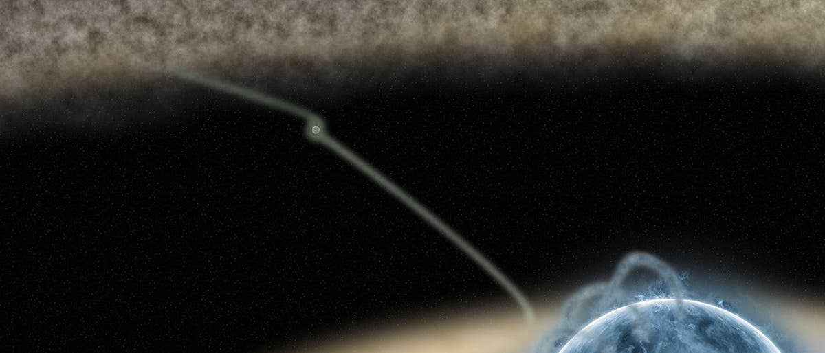 Ein Planet in der Scheibe um HD 100546 (künstlerische Darstellung) Ein Planet in der Scheibe um HD 100546 (künstlerische Darstellung)