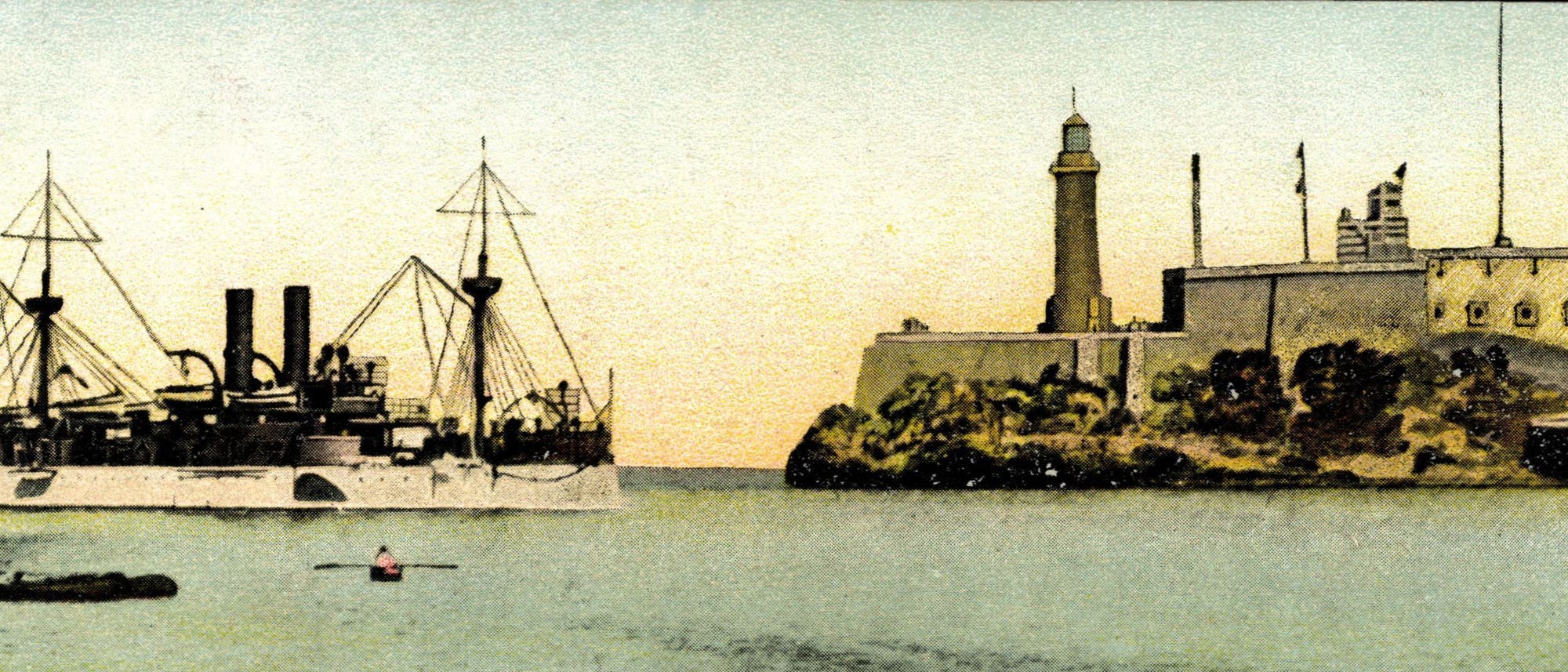 Die USS Maine 1898 bei der Einfahrt in den Hafen von Havanna. Die USS Maine 1898 bei der Einfahrt in den Hafen von Havanna.
