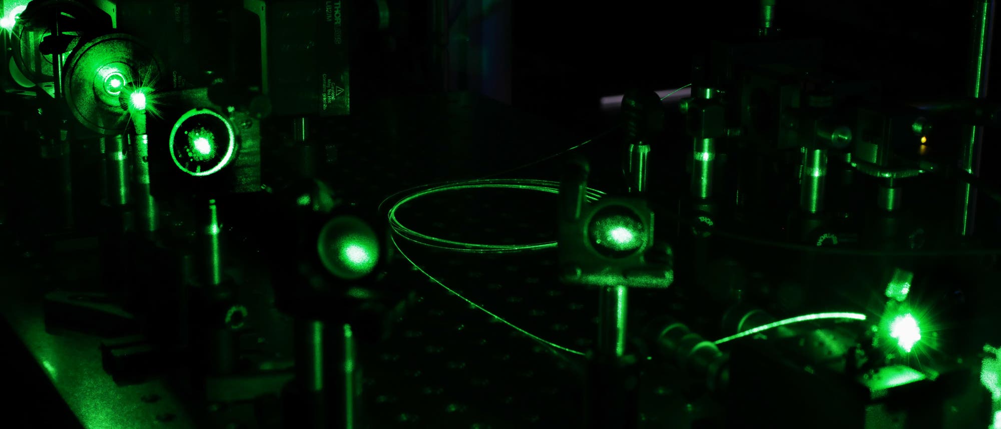 Eine Glasfaser übernimmt im Experiment der EPFL-Gruppe den Job von Millionen Neuronen Eine Glasfaser übernimmt im Experiment der EPFL-Gruppe den Job von Millionen Neuronen