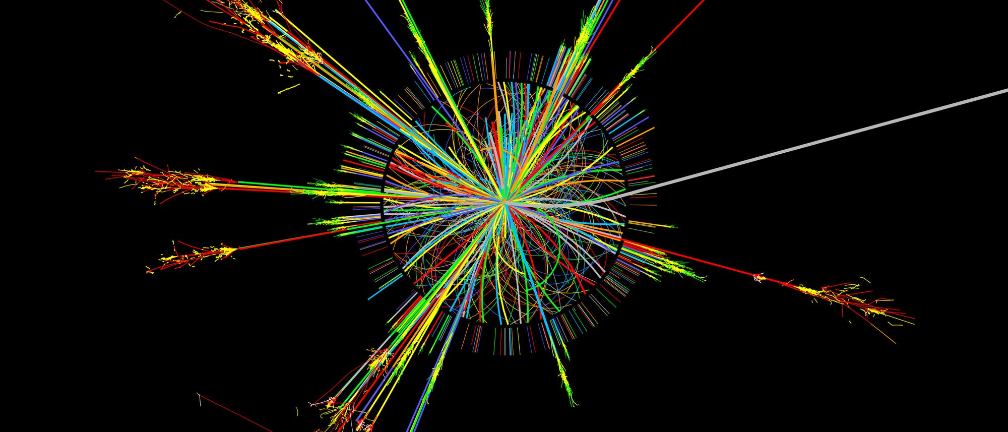 LHC-Simulation einer Proton-Proton-Kollision LHC-Simulation einer Proton-Proton-Kollision