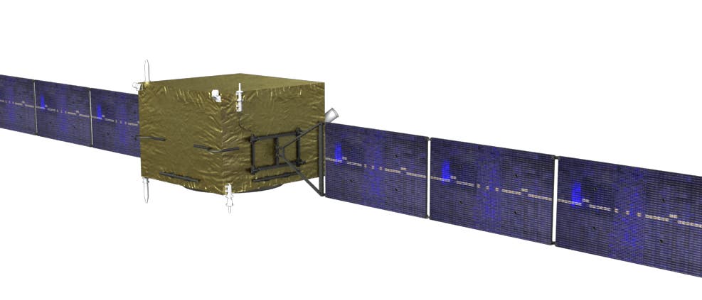 Der Dark Matter Particle Explorer DAMPE (künstlerische Darstellung) Der Dark Matter Particle Explorer DAMPE (künstlerische Darstellung)