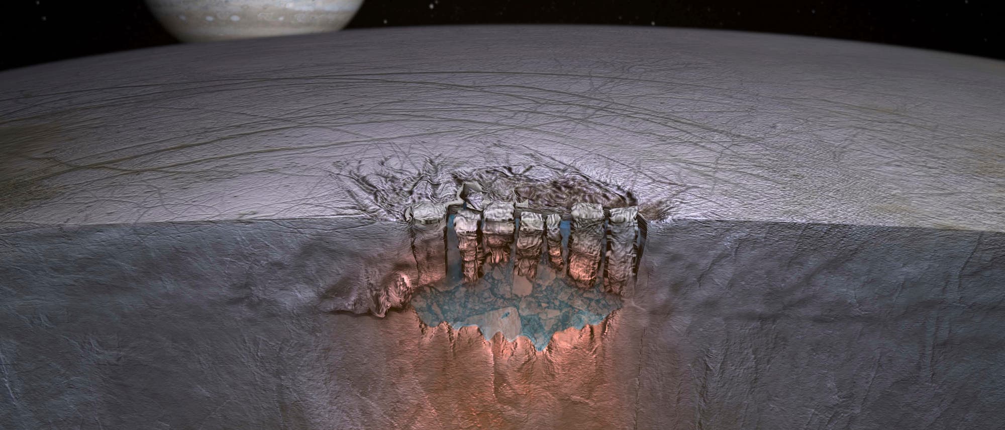 Jupitermond Europa mit Salzseen Jupitermond Europa mit Salzseen