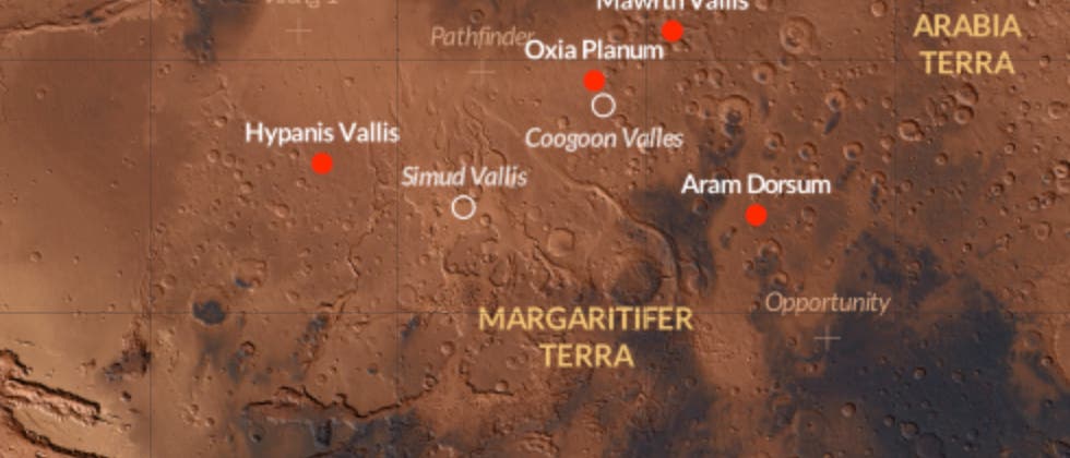 Landeplätze für Mission ExoMars 2020 Landeplätze für Mission ExoMars 2020