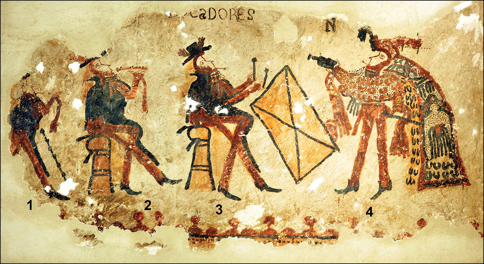 Maya-Wandgemälde aus der Kolonialzeit Maya-Wandgemälde aus der Kolonialzeit