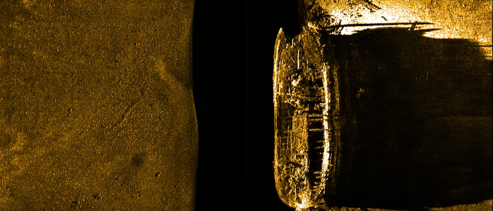 Wrack der MS Erebus im Sonar Wrack der MS Erebus im Sonar
