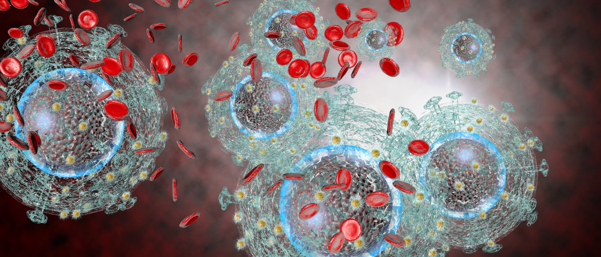 Künstlerische Darstellung des HI-Virus Künstlerische Darstellung des HI-Virus