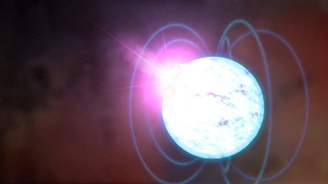 Durch Strahlung von der Oberfläche eines Neutronensterns (hier eine Illustration) schließen Astronomen auf die Eigenschaften der extrem kompakten Materie im Inneren.