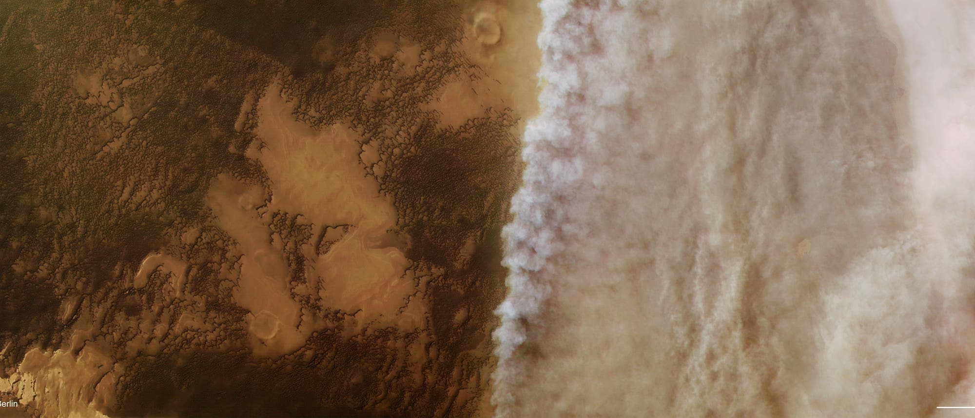 Ein Staubsturm auf der Mars-Nordhalbkugel Ein Staubsturm auf der Mars-Nordhalbkugel