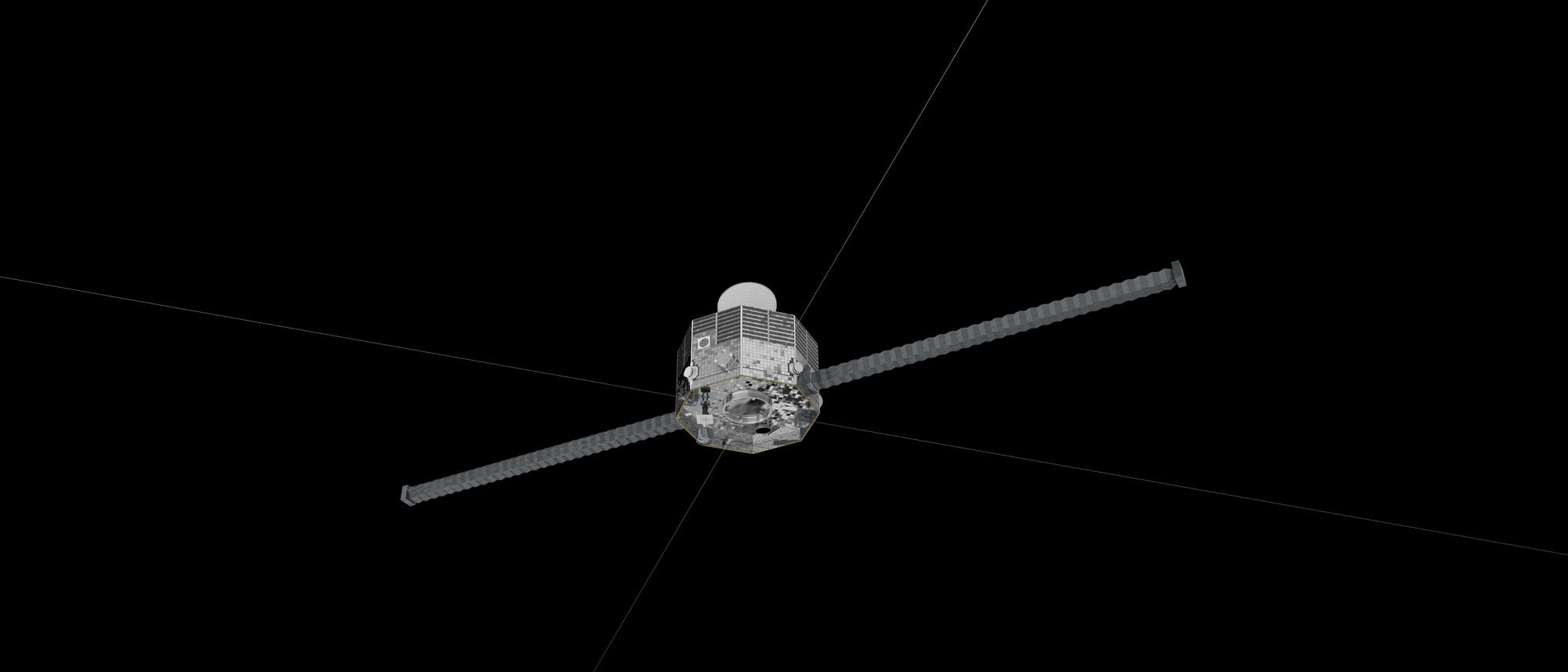 Der Mercury Magnetospheric Orbiter von unten Der Mercury Magnetospheric Orbiter von unten