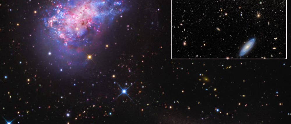 Die Zwerggalaxie NGC 4449 mit ihrem Begleiter Die Zwerggalaxie NGC 4449 mit ihrem Begleiter