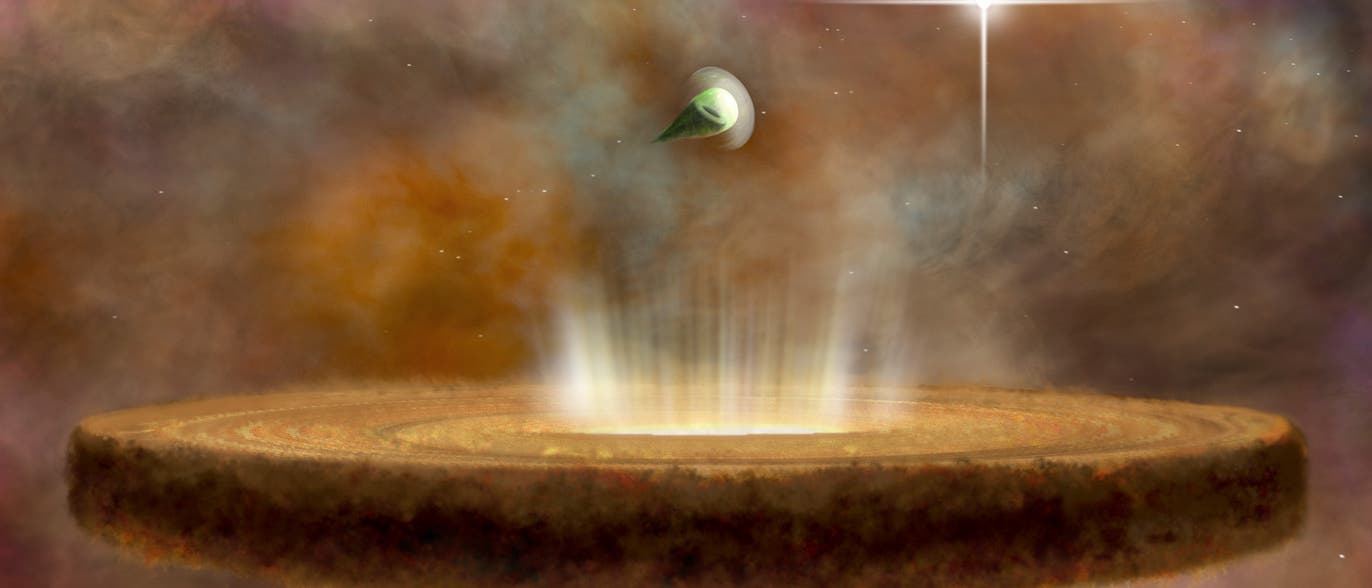 Protoplanetare Scheiben im Orionnebel (künstlerische Darstellung) Protoplanetare Scheiben im Orionnebel (künstlerische Darstellung)