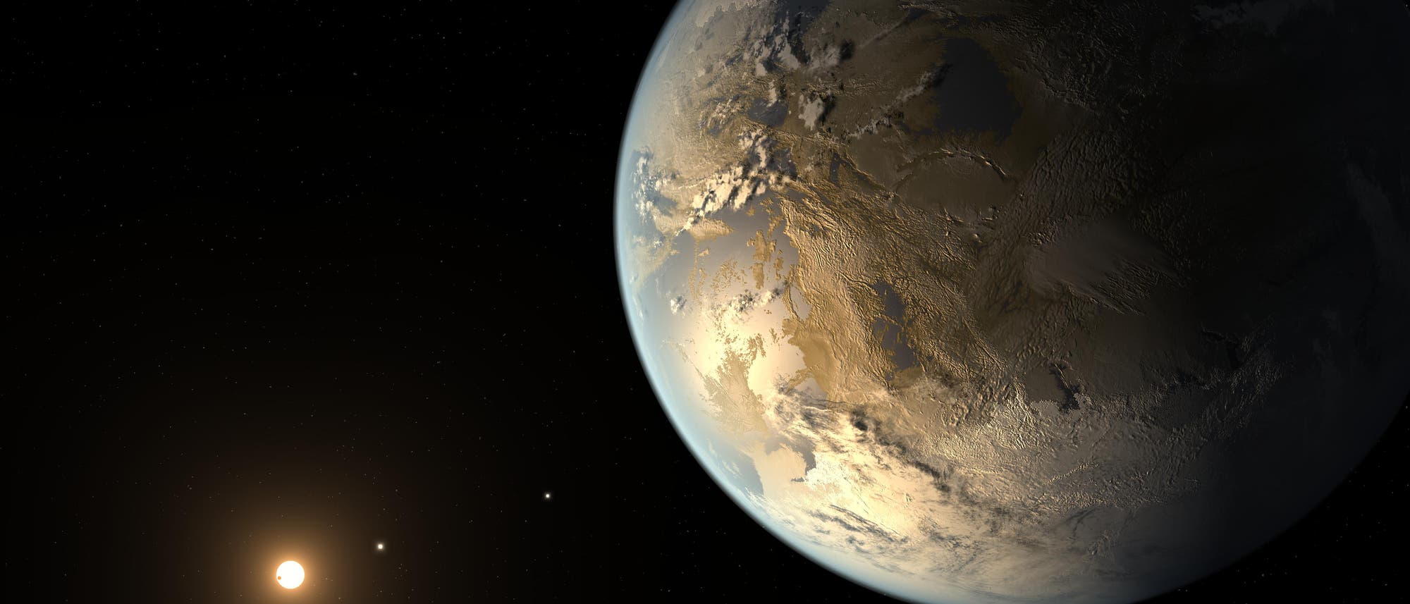 Ein erdähnlicher Exoplanet (künstlerische Darstellung) Ein erdähnlicher Exoplanet (künstlerische Darstellung)