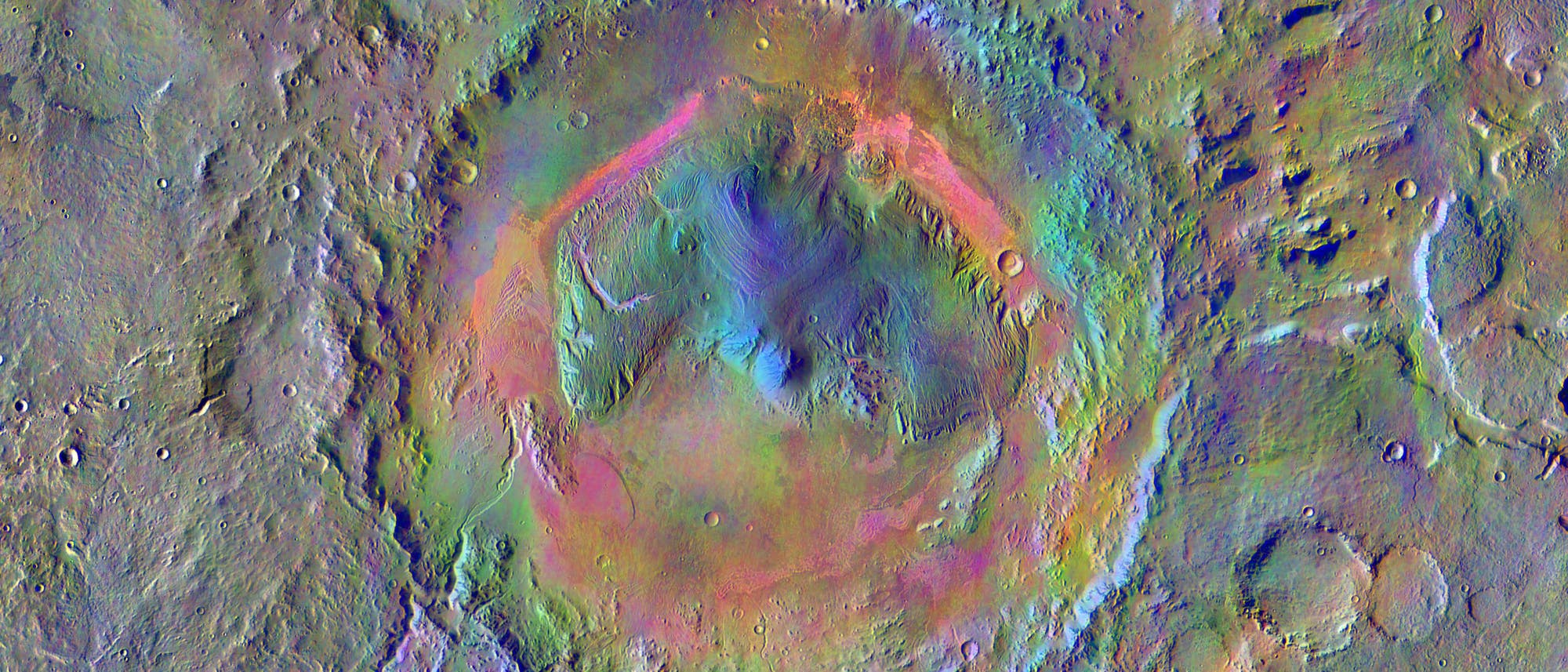 Der Krater Gale auf dem Mars. Der Marsrover Curiosity ist im Jahr 2012 in diesem Krater gelandet. Der Krater Gale auf dem Mars. Der Marsrover Curiosity ist im Jahr 2012 in diesem Krater gelandet.