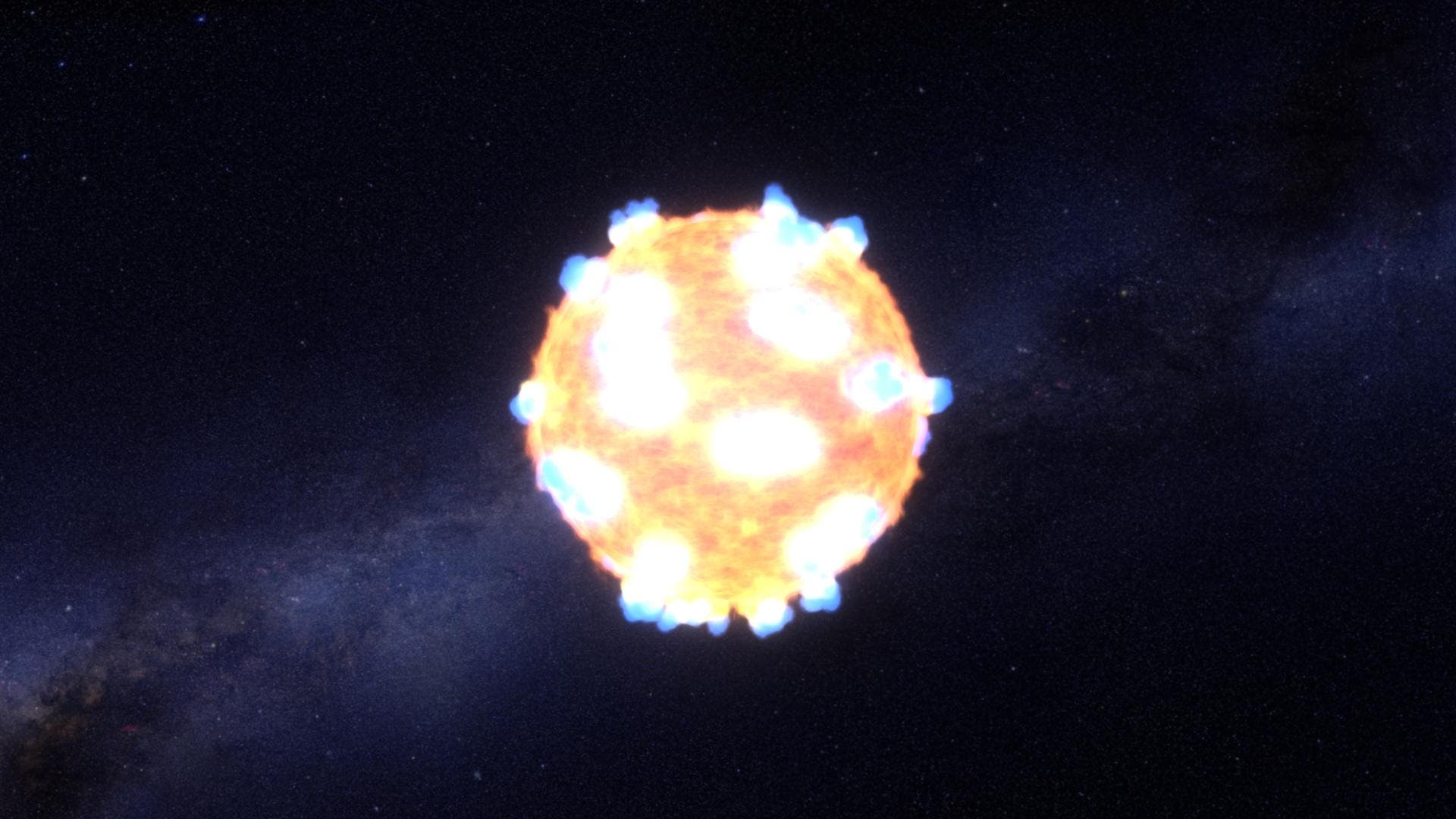 Durchbruch der Stoßwelle einer Supernova (Illustration)