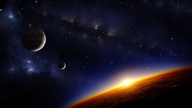 Illustration: Planet mit mehreren Monden