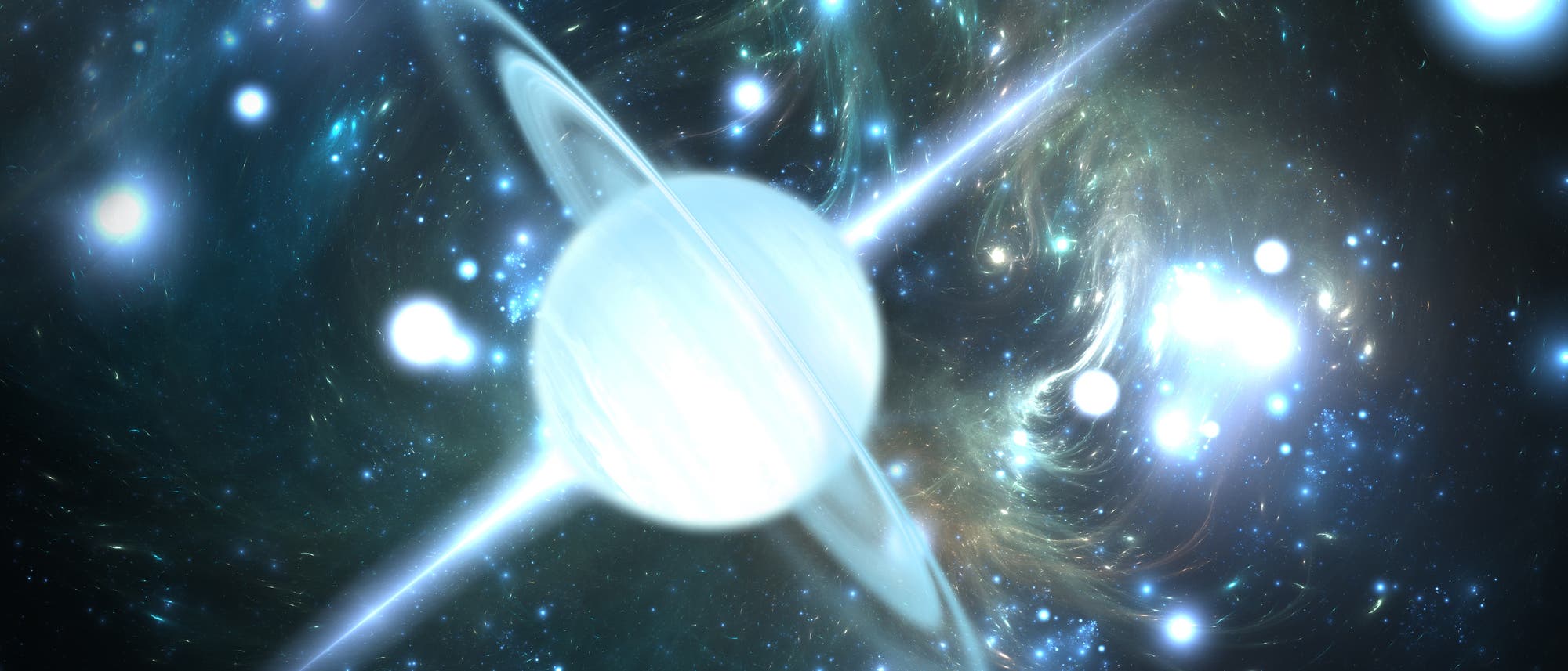 Künstlerische Darstellung eines Pulsars Künstlerische Darstellung eines Pulsars