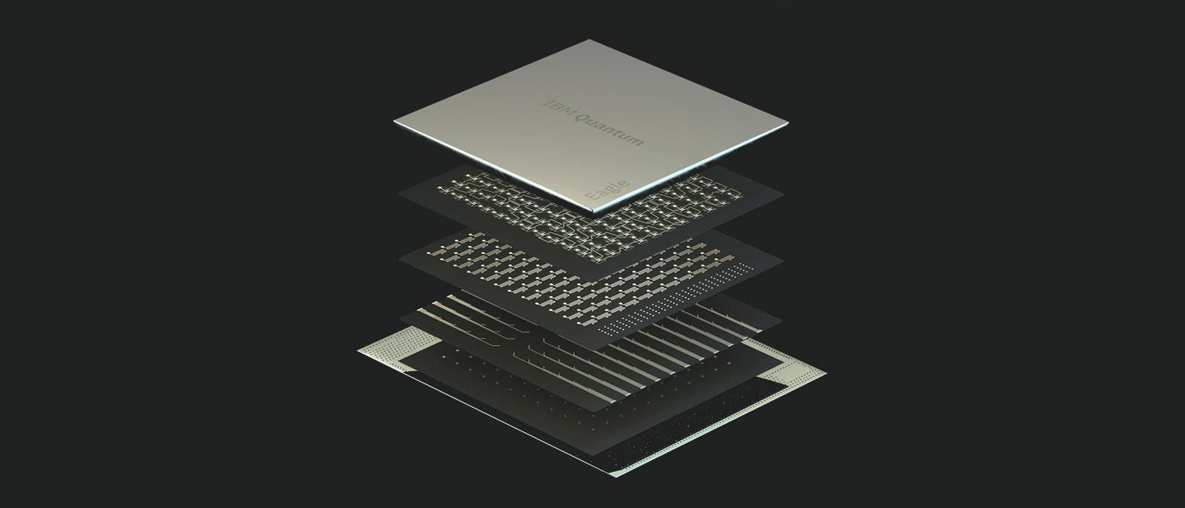 Der 127-Qubit-»Eagle«-Chip von IBM Der 127-Qubit-»Eagle«-Chip von IBM