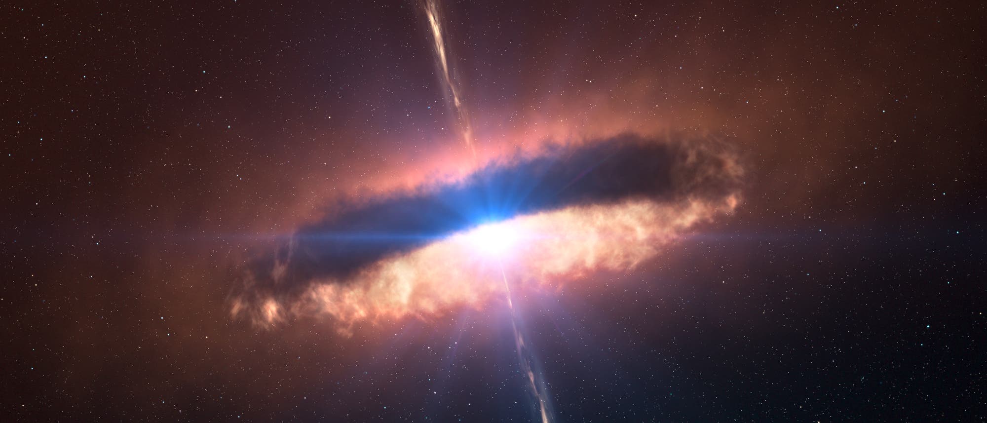 Künstlerische Darstellung eines aktiven Galaxienkerns Künstlerische Darstellung eines aktiven Galaxienkerns