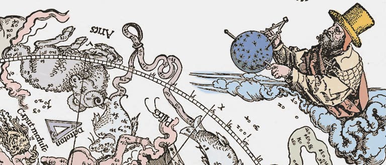 Ausschnitt aus einer Himmelskarte von Albrecht Dürer (koloriert) Ausschnitt aus einer Himmelskarte von Albrecht Dürer (koloriert)