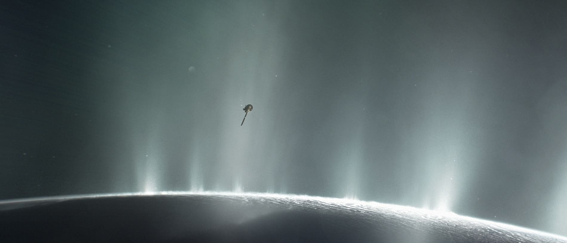 Panoramabild des Saturnmonds Enceladus Panoramabild des Saturnmonds Enceladus