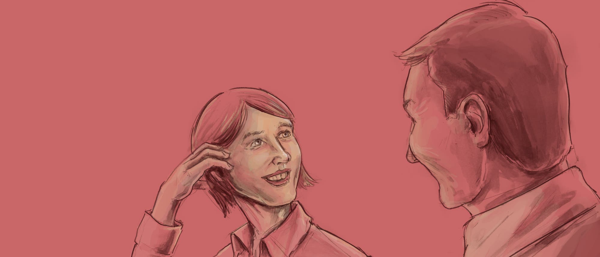 Illustration einer Frau mit strahlend blickenden Augen Illustration einer Frau mit strahlend blickenden Augen